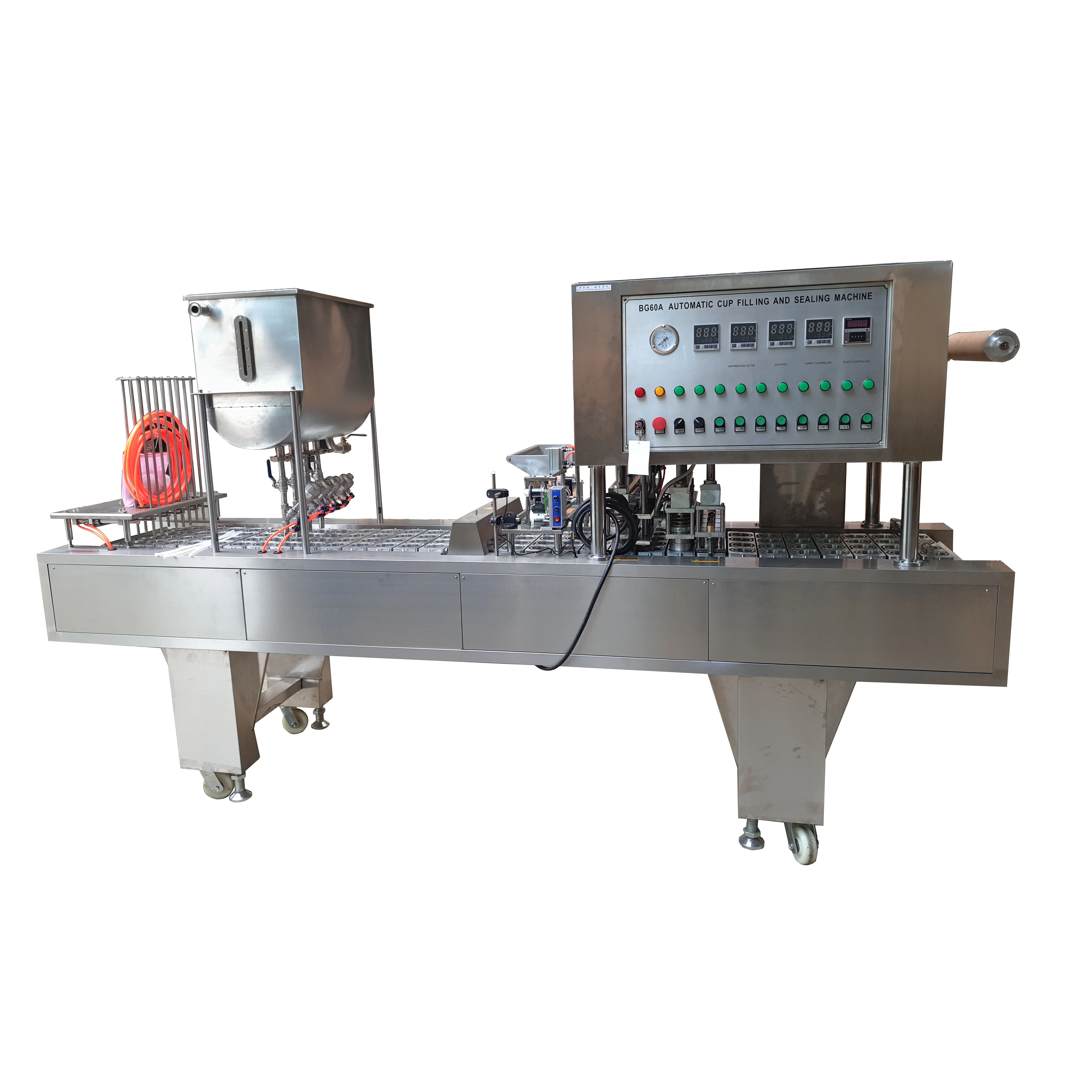 Two Lines Yogurt Cup Filling and Sealing Machine Using Die Cut Foil Lid