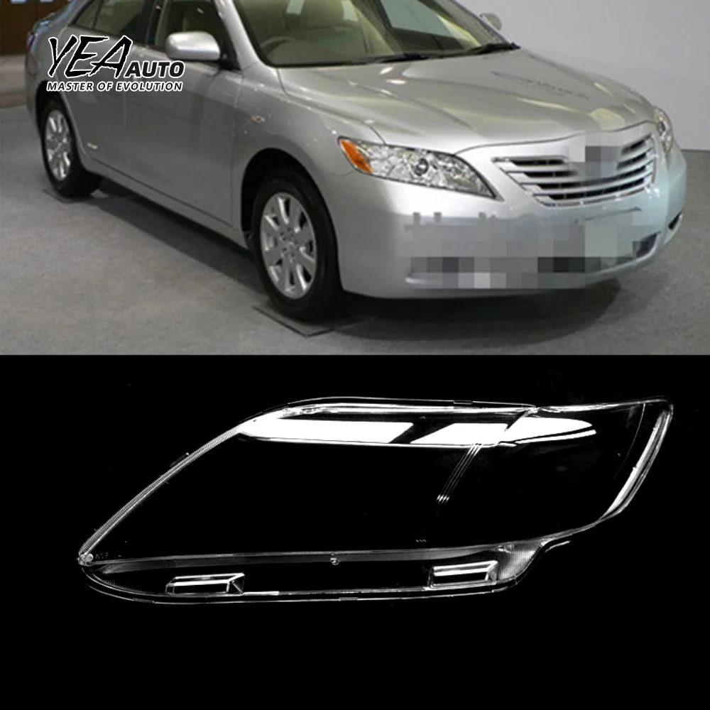 YEA AUTO الإصدار الأمريكي والإصدار الخليجي غطاء عدسة المصباح الأمامي للسيارة زجاج لطراز تويوتا كامري 2007 - 2009 غطاء مصباح من مادة البولي كربونيت شفافة