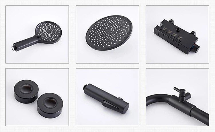 Juego de cabezal de ducha tipo lluvia con función de 4 vías de cobre con llave de piano para baño