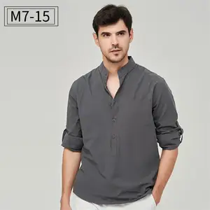 Henry Men's Formal Wear Twill Cotton Art Long-Sleeved Shirts Anti-Wrinkle Spring and Summer Casual Shirts