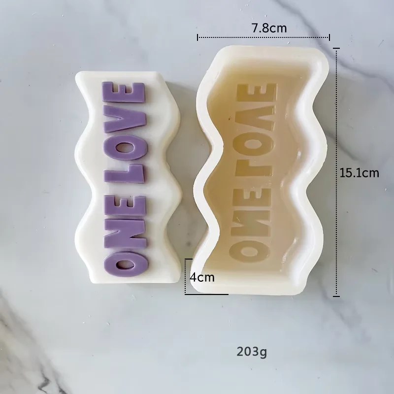 MHC Custom Name 3D Wave Shape Manifest Letters Candle Molds Silicone Rubber Bougie Text Design De Velas Candle Mold Silicone