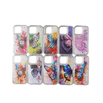 Popular Butterfly Diamond Designers Color Painting Fundas Para Celulares Mobile Case Covers For iPhone 14 Pro
