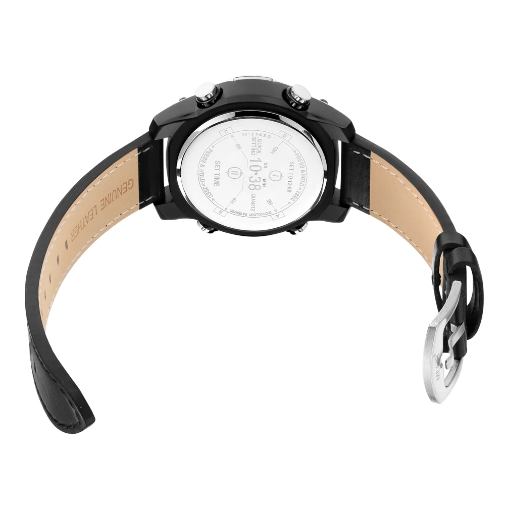 Montre Homme Megir 2142 Original Brand Luxury Leather Quartz Watch Drum  Roller Mens Watches