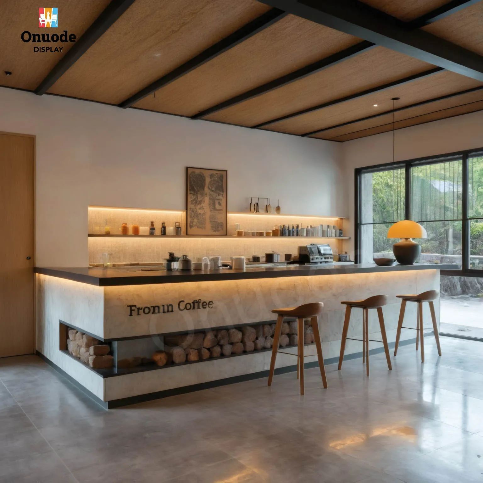 Customized LED Light Showcase for Modern Cafe & Mall Kiosks Counter Display for Coffee Shops Sale Kiosk Design