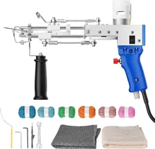 Factory 2 in 1 Tufting Gun Cut Pile and Loop Pile Rug Carpet Making Machine White Color With 6 Roll Fabric Yarns and Tools Kit