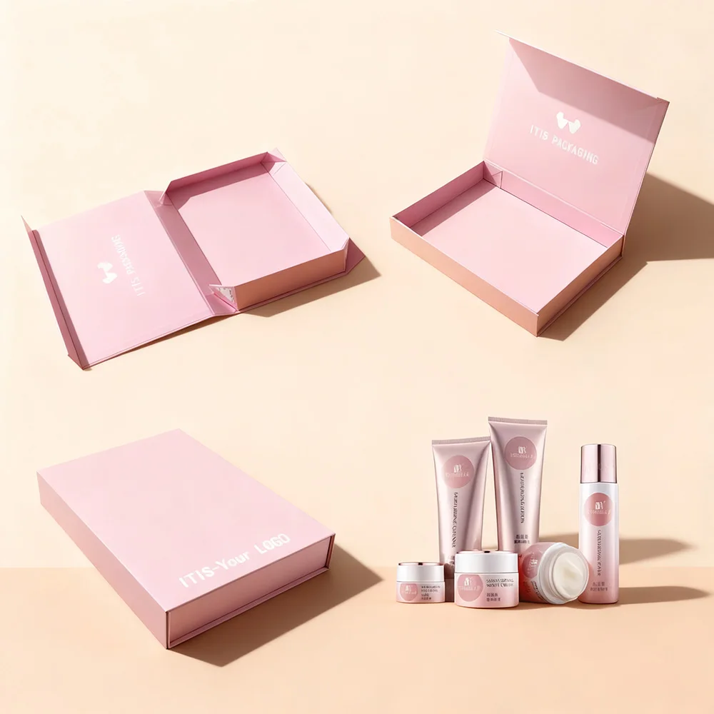 Luxury Cosmetic Box | Custom Grey Board Magnetic Folding Case | Fashion-Forward Mini Skincare Packaging  优化说明：