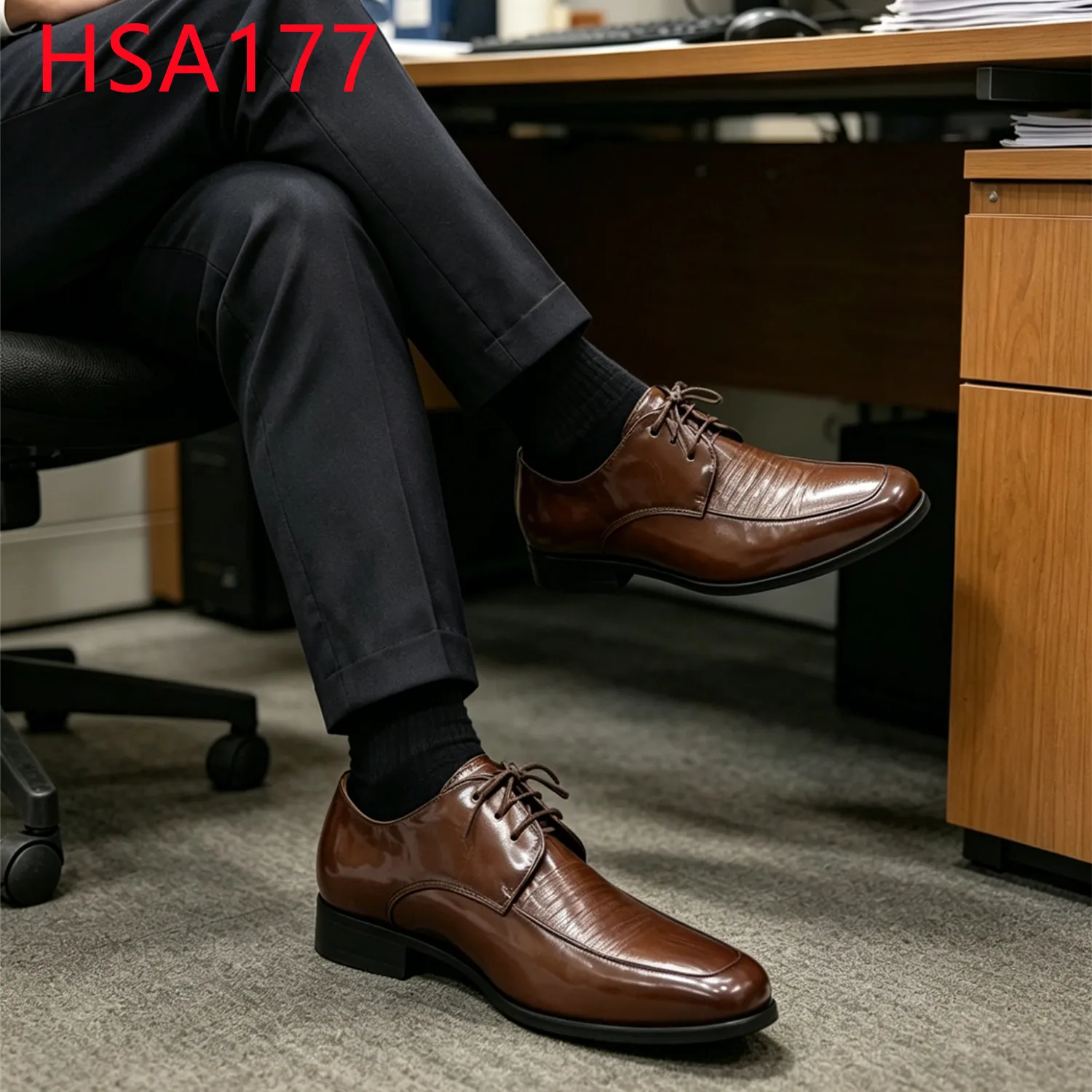 YYR,Formal Attire Natural Cow Leather Upper Men Dress Shoes Award Ceremony square Toe Style Lace up Brown Office Shoes HSA177