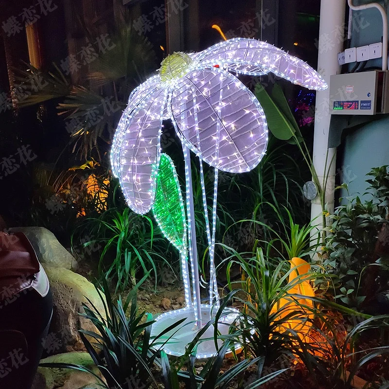 Christmas Lantern Decoration - Flower Motif LED Light for Outdoor