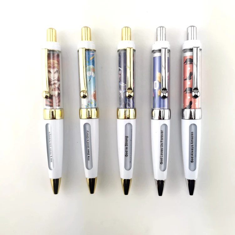 Custom Logo Retractable Window Message Ballpoint Pen Factory Direct Sale Retractable Window Pen with Rotated Custom Message