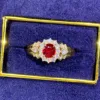 Anillo de diamantes rubí natural