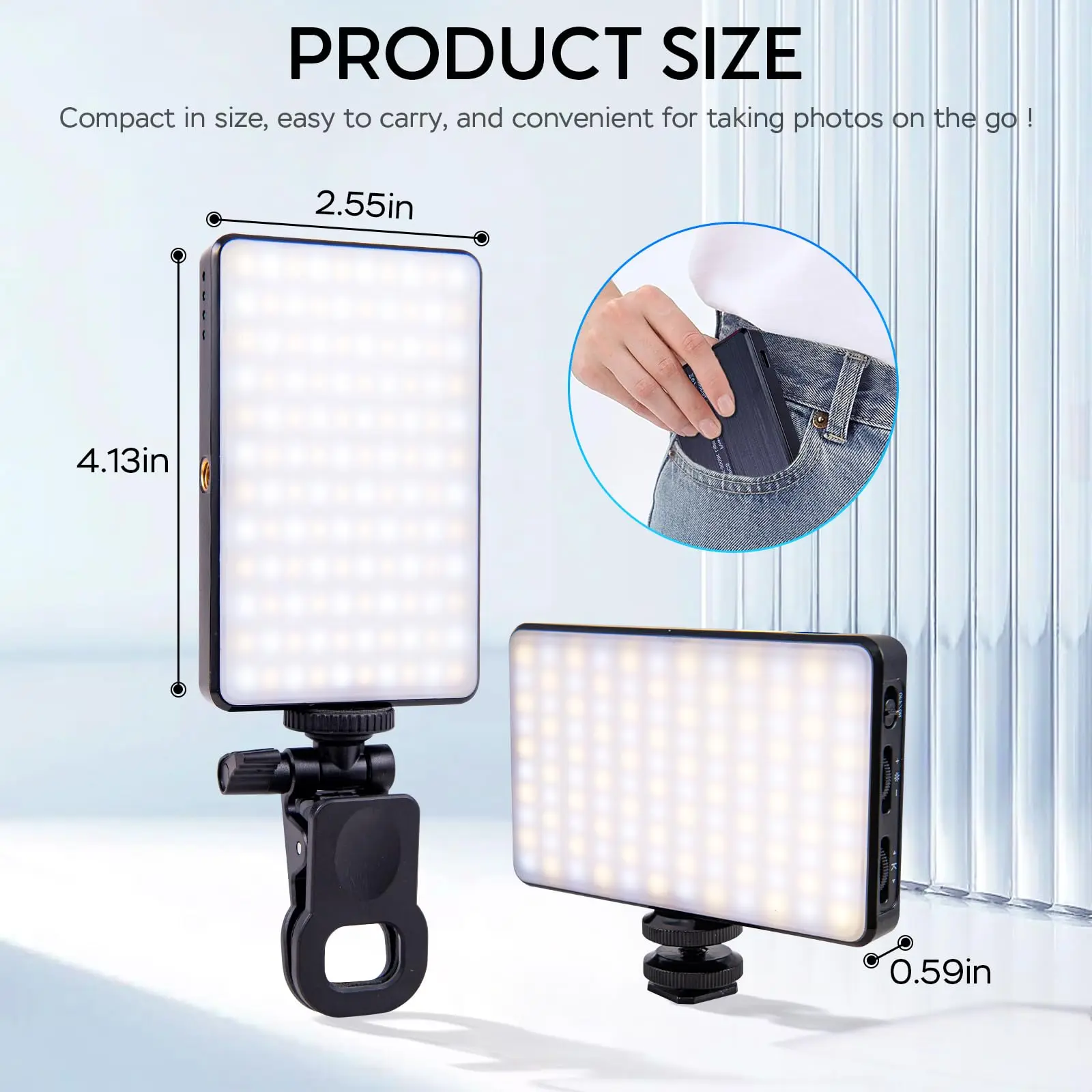 120 LED Phone Selfie Light With 3000mAh Battery - Adjustable Color Temperature & Brightness