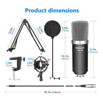 Neewer NW-700 Studio Condenser Microphone Kit for PC Karaoke Youtube Professional Recording Broadcast Mikrofon with Stand detail image