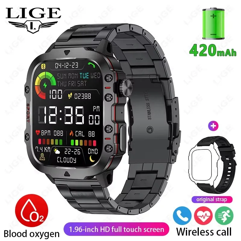 Lige BW0667 Smart Watch 1.96 Inch Screen 420 Mah Wireless Call Voice Assistant Watch Spo aperçu 11
