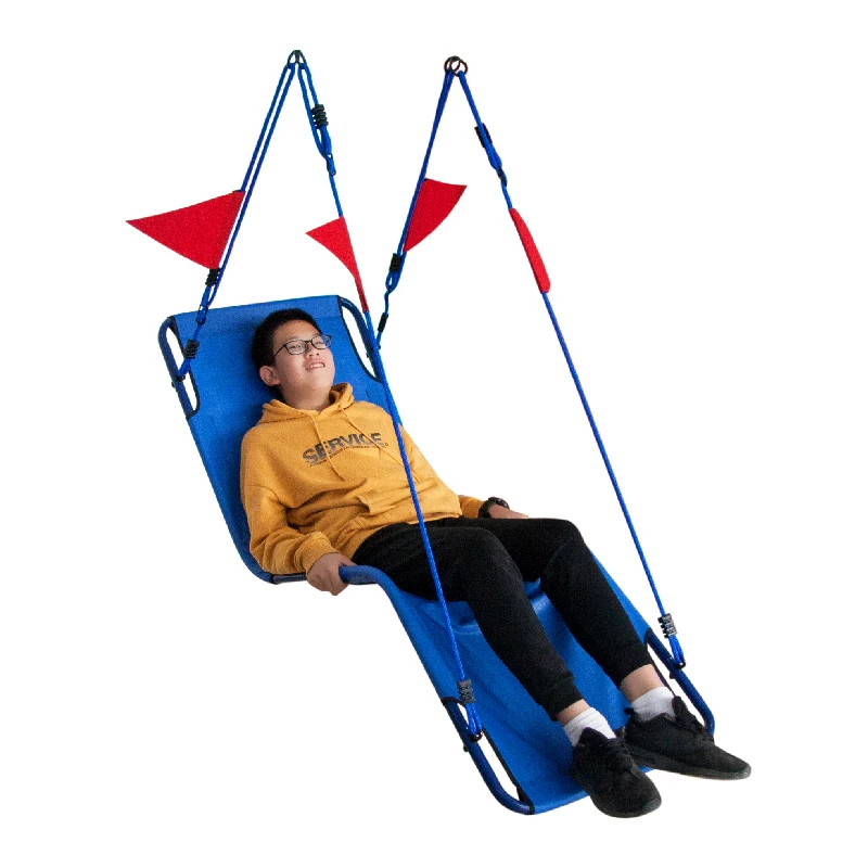 Blue Outdoor High Quality Heavy Adult Swing Bed for Camping Rectangular Fabric Backyard Swing Set for Sale