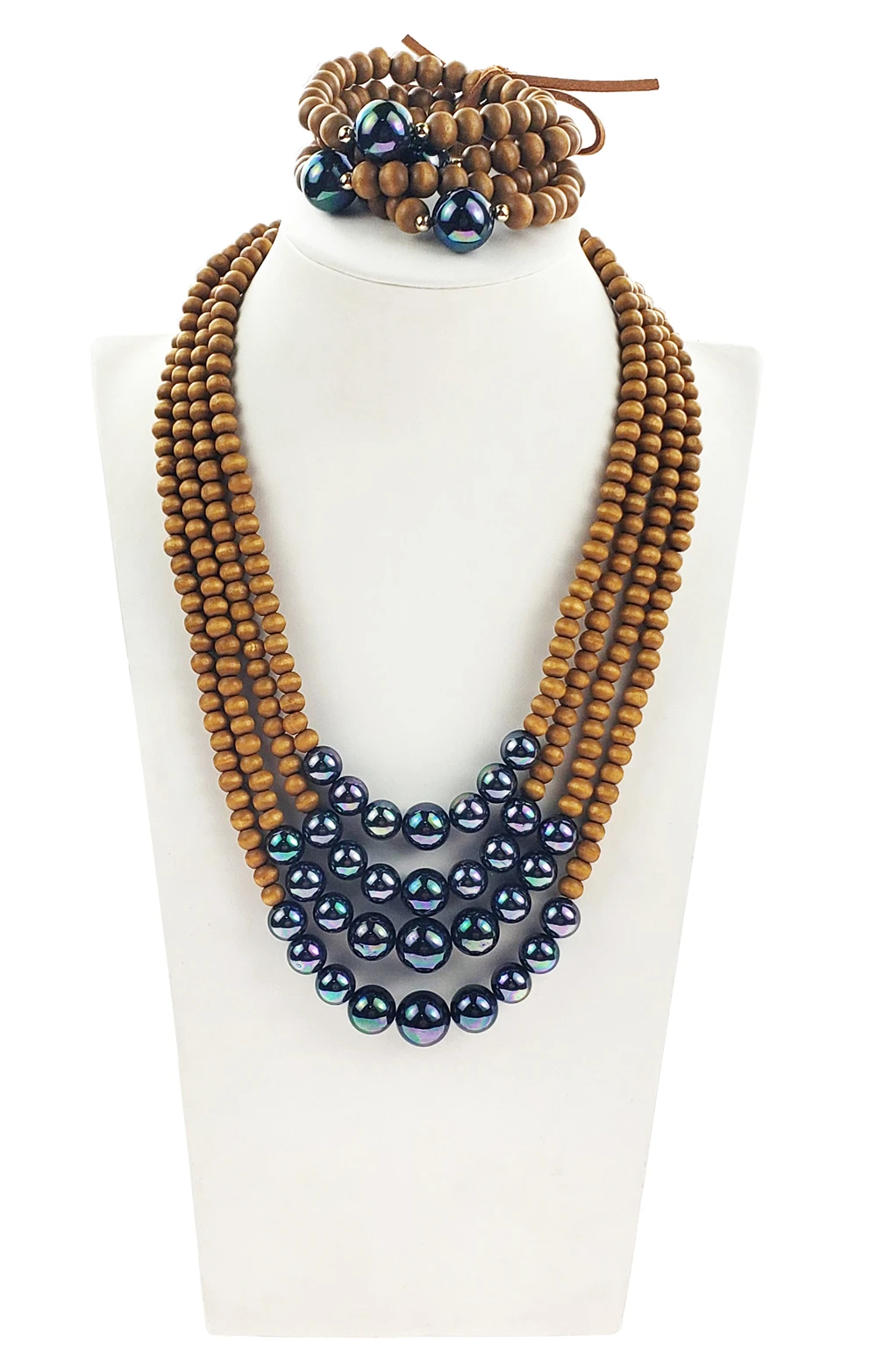 
 Ручной работы из бисера и жемчужным ожерельем и регулируемый браслет в гавайском стиле комплект ювелирных изделий оптом для женщин  