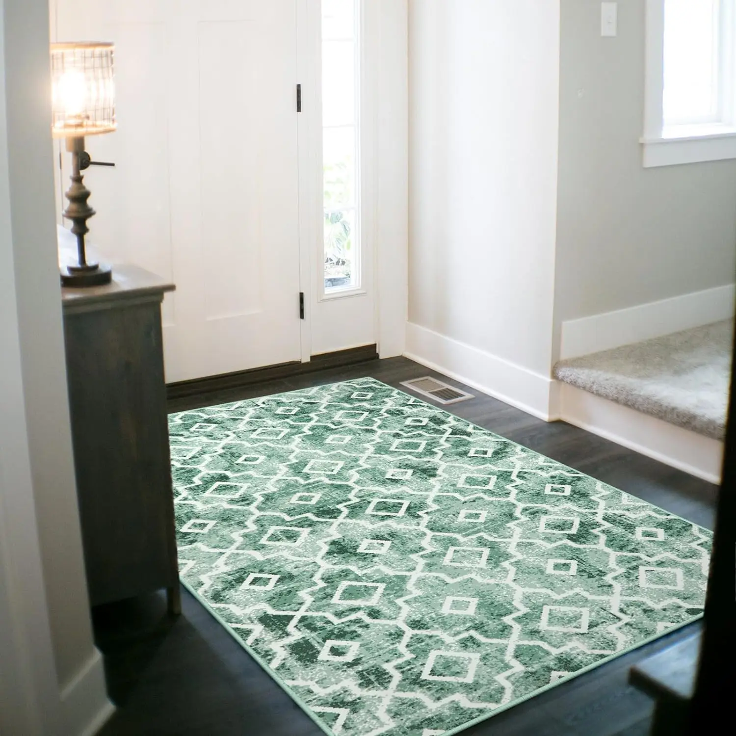 3d Patterned Green Emerald Checkered  Floor Carpets Living Room Thick Persian Bedroom Dorm Area Large Floor Rugs Pad