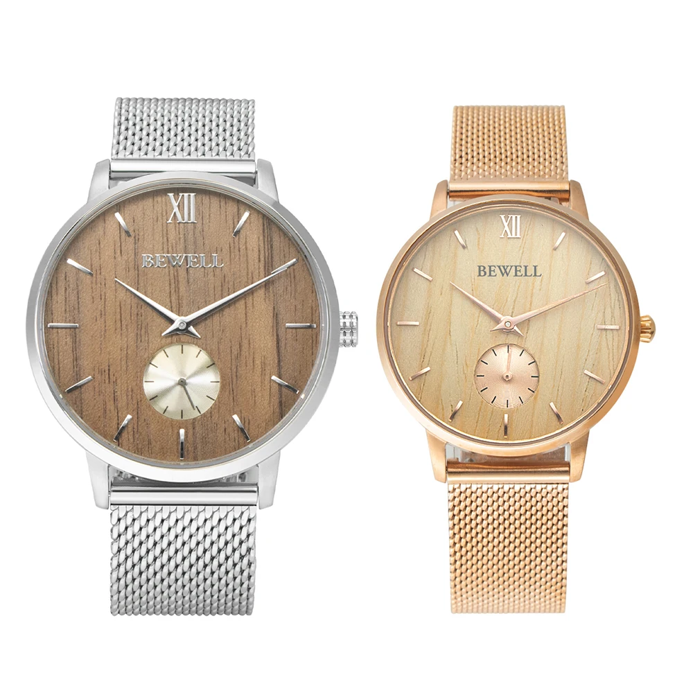 Shop Our 2024 BEWELL Stainless Steel Watches with Wood Dials display picture 1