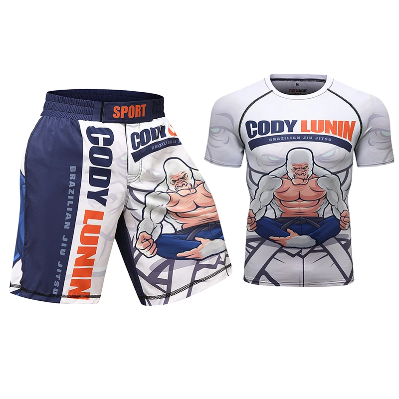 Cody New Men MMA Compression T-shirt Shorts Spats Set Jiu jitsu