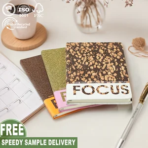 Wholesale Eco-friendly Coffee Grounds A5 Journal Cardboard Cork Paper Hard Cover Planner Custom Logo Line Page Notebook for Gift