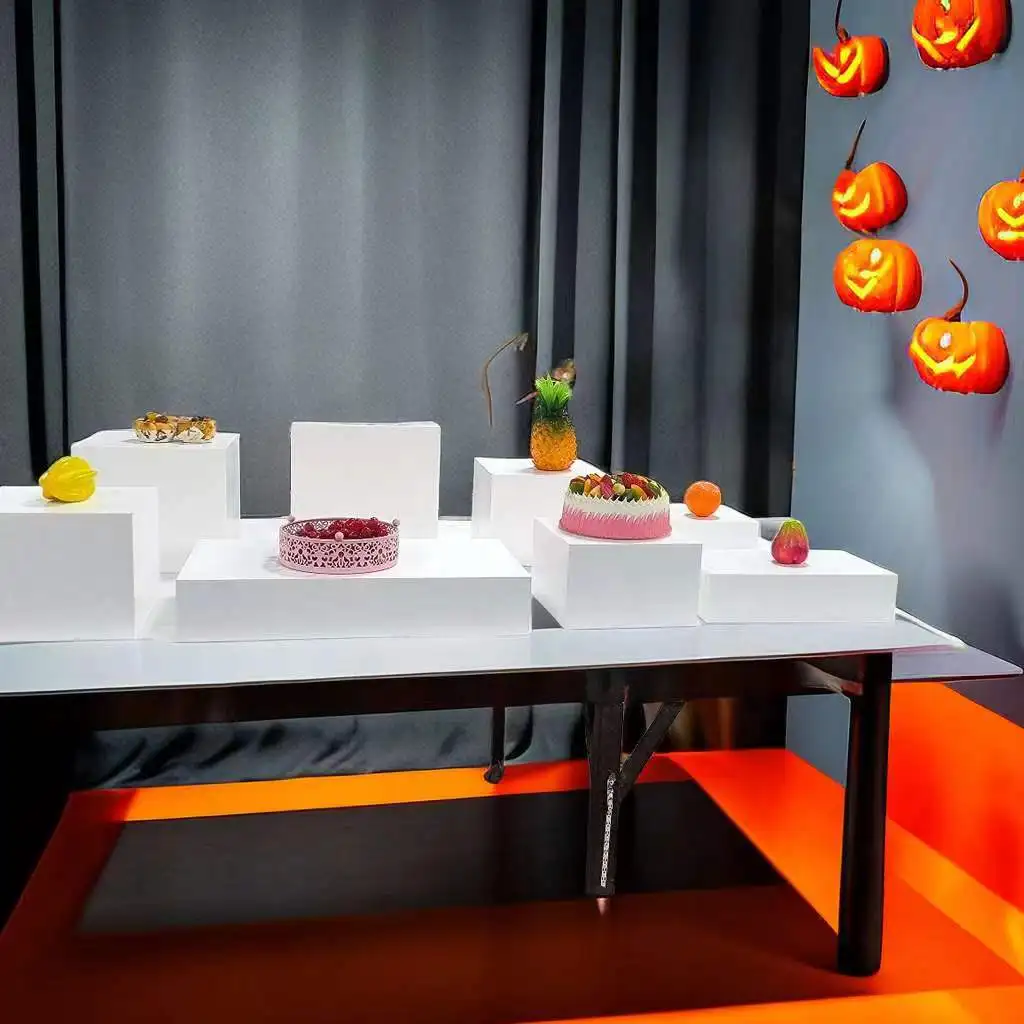 Factory Custom White Acrylic Display Cube Catering Buffet Risers For ...