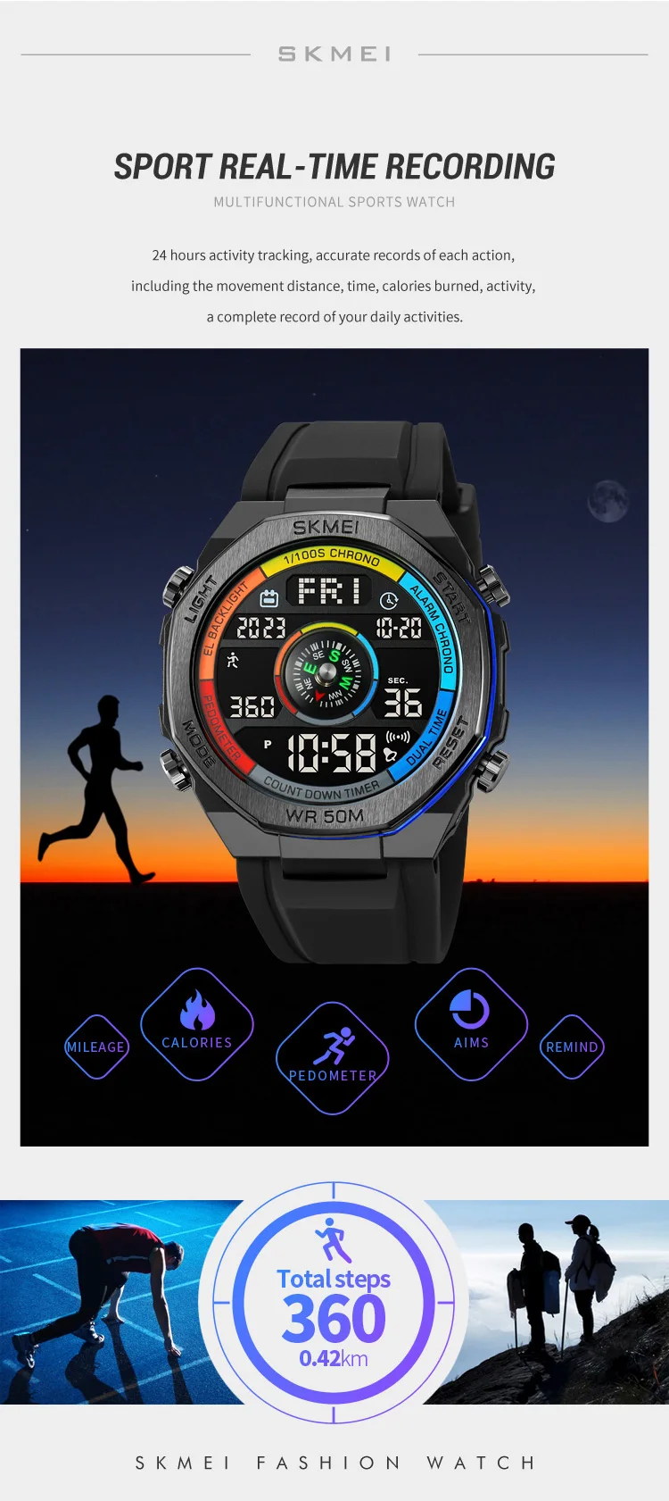 SKMEI 2209 Customized Design Logo Men's Sport Watches Wholesale Manufacturer Wristwatches 50 Meter Digital Watch for Men