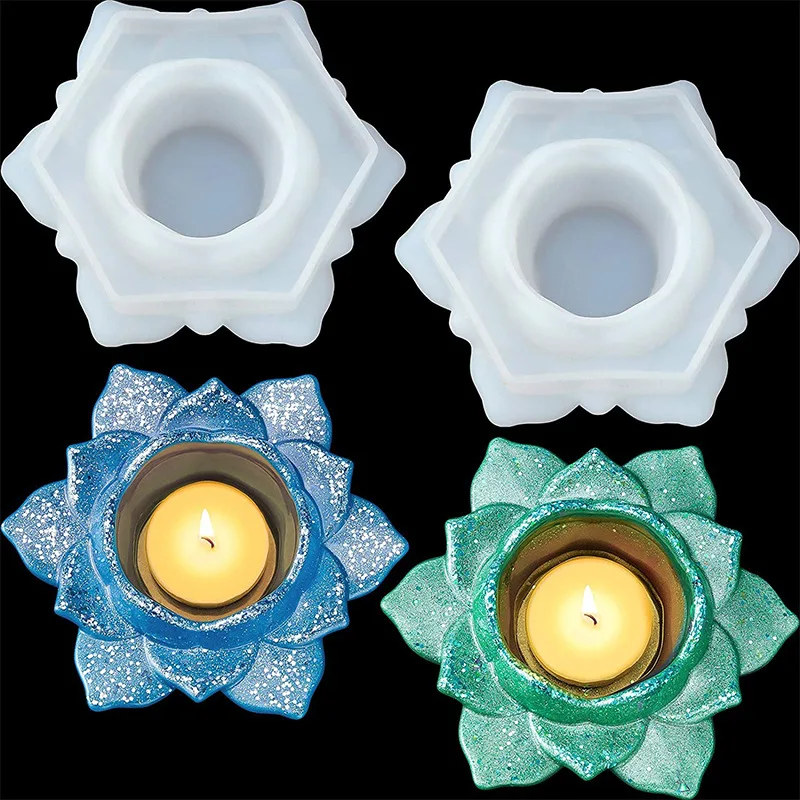 Moule En Silicone Lotus Pour Bougeoir Résine - DIY Décoration & Rangement Bijoux - 10.5x10.5 Cm