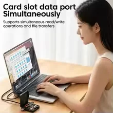 5 in 1 USB3.0 Reader Storage Box Adapter With USB/Type-C Cable Support 5Ports Read Simultaneously for SD/TF Card Storage Manager