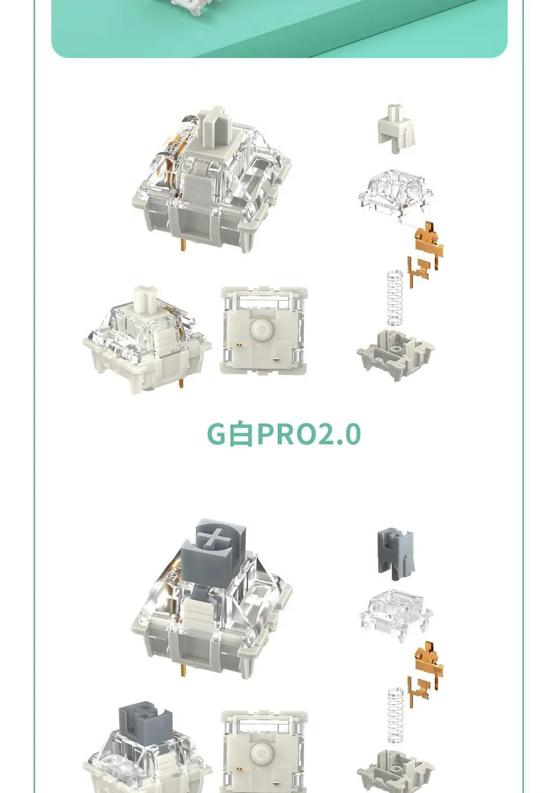 Gateron G Pro V2 2.0 Switch 3pin RGB Linear Tactile Switch Mechanical ...