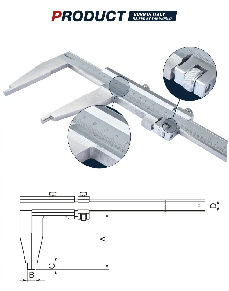 Dasqua 0-500mm Monobolock Vernier Caliper Nib Style Jaws 0-20'' Analog ...