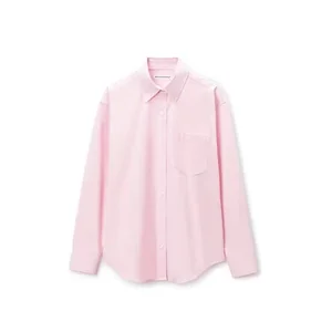 Women's Casual Fashion Pink Top with Long Sleeves and Back Hollow Out Button-down Blouse Design for Spring Summer