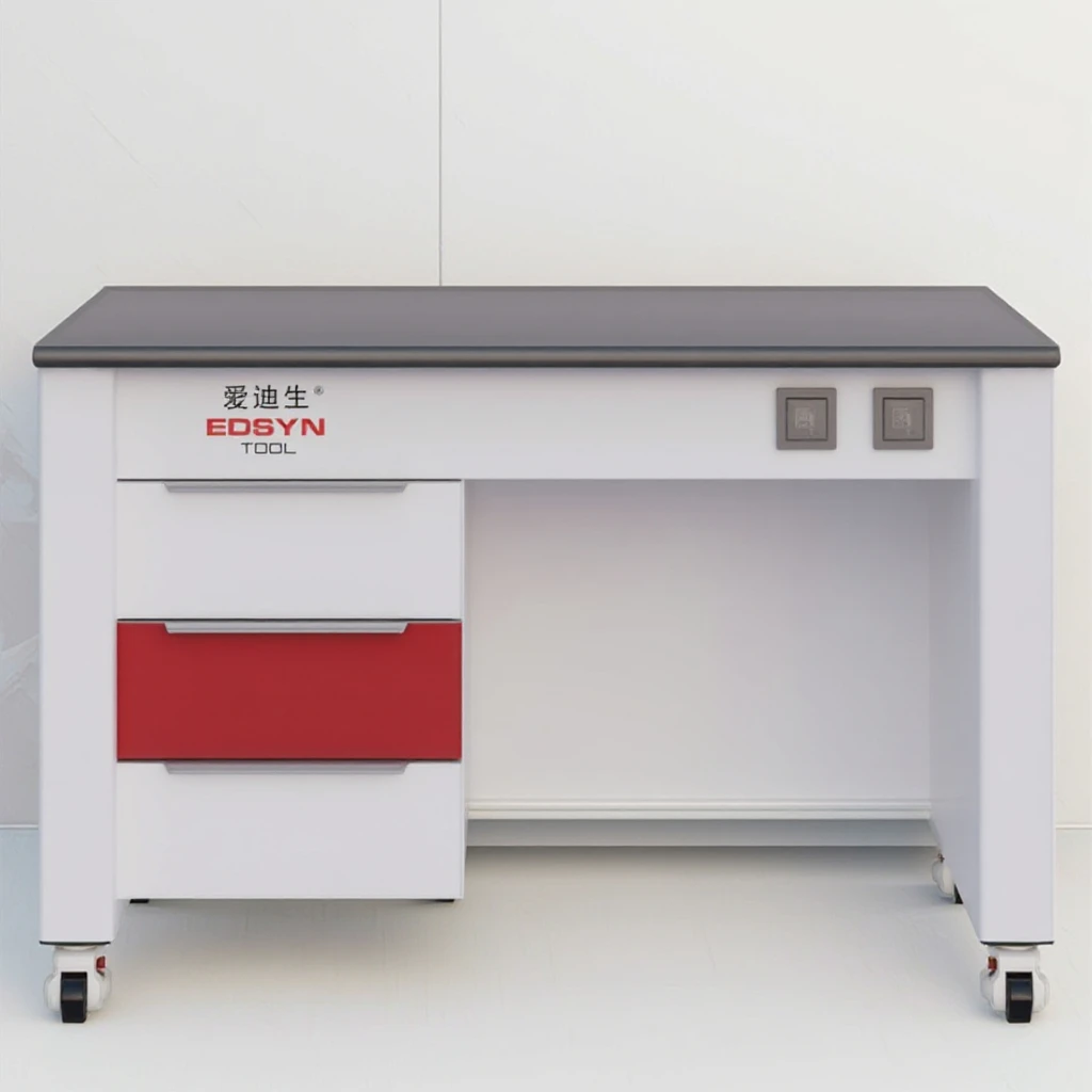 Basic Laboratory Bench Modern Industrial Design Ceramic Tabletop Epoxy Resin Coated Durable Workbench with Metal Panel