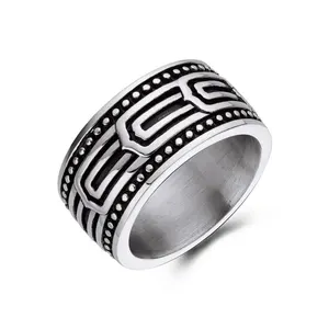 Keiyue High Quality Handmade 925 Sterling Silver Jewelry Ring Heavy Duty Vintage Black Design Rings for Men