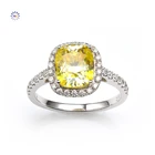 Gold Ring Yellow Gold AAA Gems 3 Carat Moissanite AU750 18k Gold Ring Crushed Ice Cushion Cut Yellow Moissanite Ring