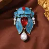 Broche cigale d'été colorée au feu bleu