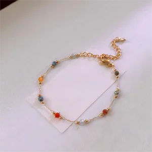 Muxcor Fashion Chain & Link Bracelets Gold Plated Copper Classic Colorful Bead Bracelet Jewelry Fancy Jewellery for Ladies Women