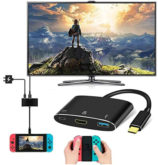 
 3 в 1 USB Type C адаптер концентратор с зарядкой PD USB3.0 4K @ 30 Гц для Nintendo Switch  