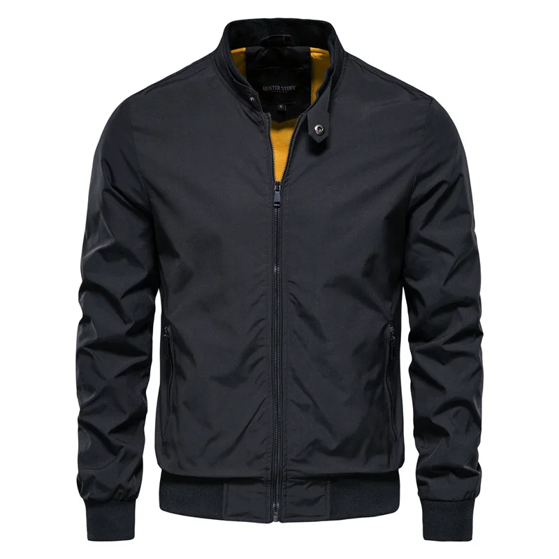 Wholesale High Quality Solid Color Stand Collar Jacket Men Winter Plus Size men's jackets Casual jacket_voghion.com