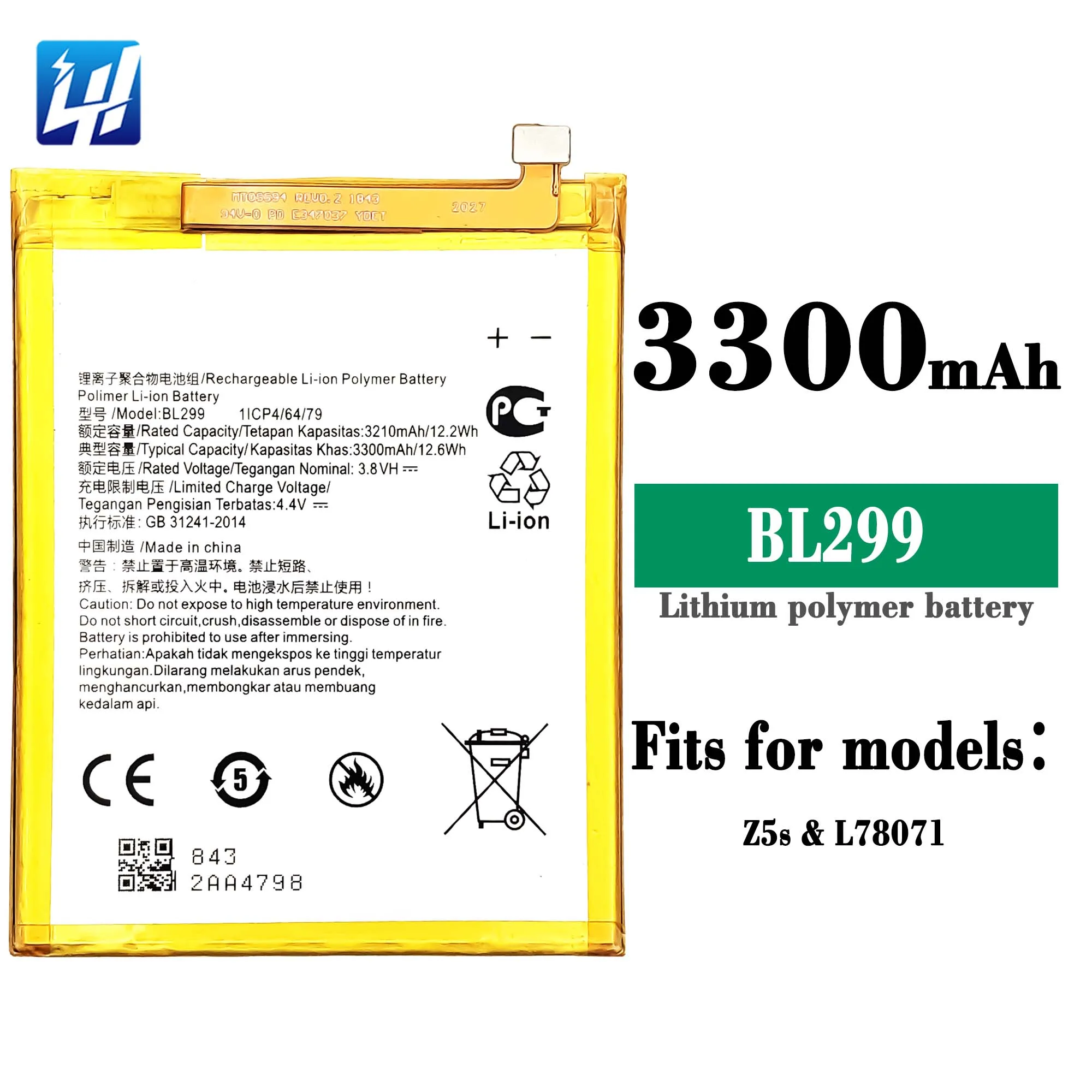 L78071 BL299 Rechargeable Li-Polymer Battery for Lenovo Z5s