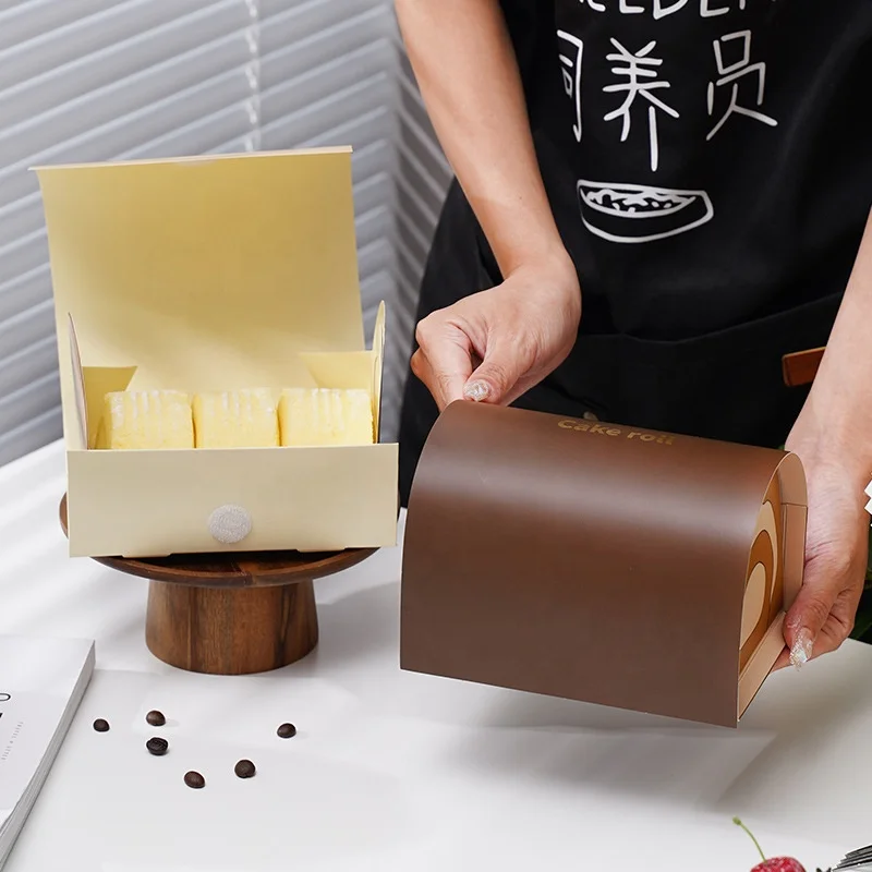 New Arched Three-Color Cake Roll Packaging Box - Customizable Eco
