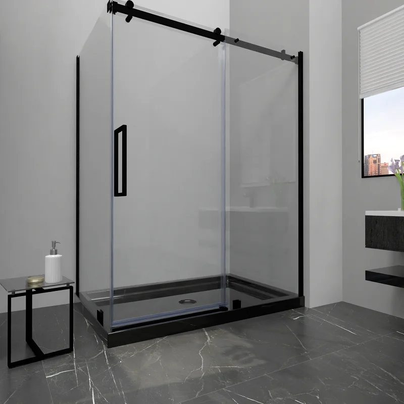 Customized Size Rectangular Bathroom Solid Surface Shower Pan Slim Acrylic Black Shower Tray for Rv Hotel