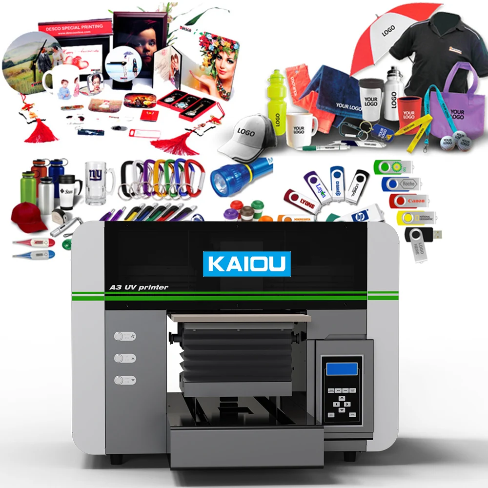 Kaiou A3 DTF Printer Digital Automatic Plastic Cup Glass UV Printer Certified ID Card Pens Books Keychain UV Print Machine