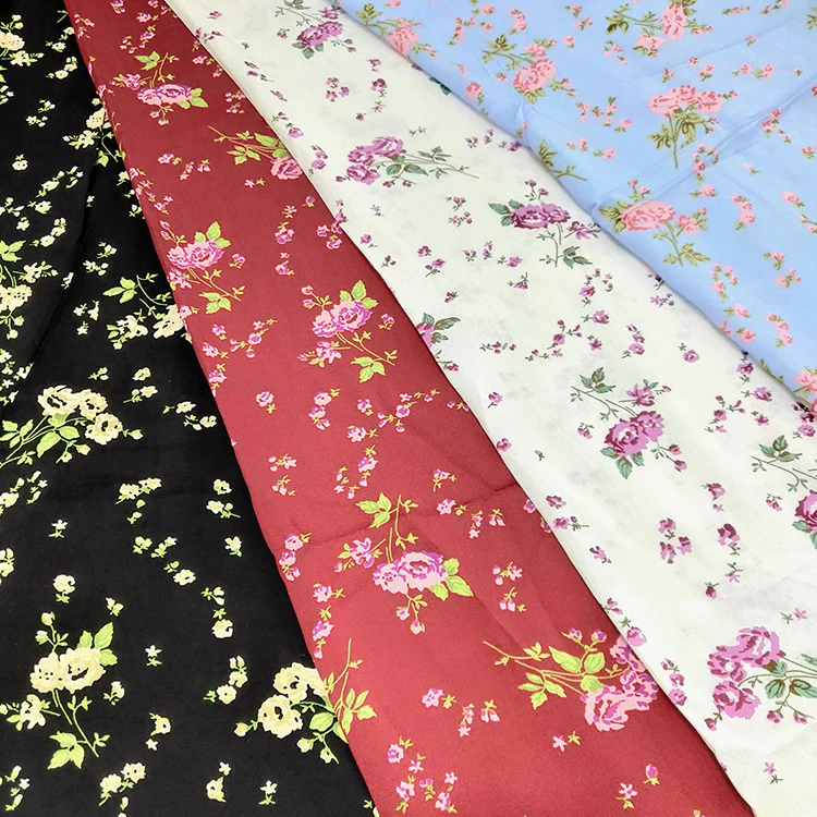 В наличии разблокированная ткань из поплина из искусственного шелка с цветочным принтом Challis Spun, ткань из 100% вискозы с принтом для платьев