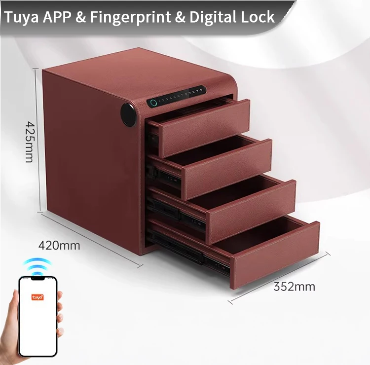 F2-4A CEQSAFE Smart Modern Four-Layer Intelligent Drawer Home Office Jewelry File Storage Fingerprint Safe Box