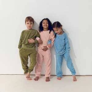 OEM ODM Thermal Insulation Softness Raglan Sleeves Organic Cotton Matching Solid Minimalist Sweatsuit Lounge Set Pullover Pants