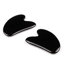 Black Obsidian Gua Sha Facial Tools Black Guasha Stone for Skincare Face Body Relieve Muscle Tensions Reduce Puffiness