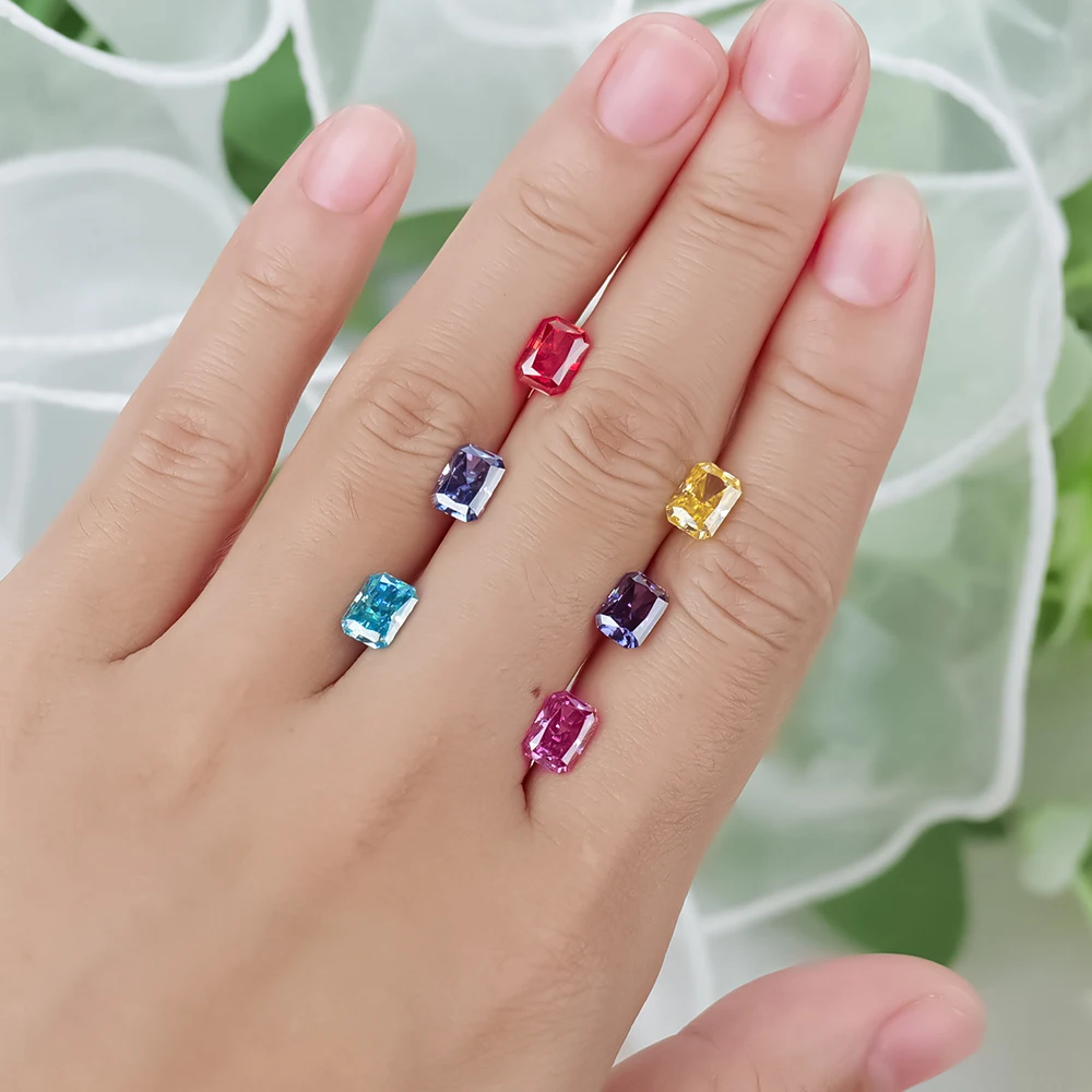 Xingyue Factory Moissanite Stone 1carat Radiant Cut Pink Garnet Green Color Moissanite Diamond Wholesale