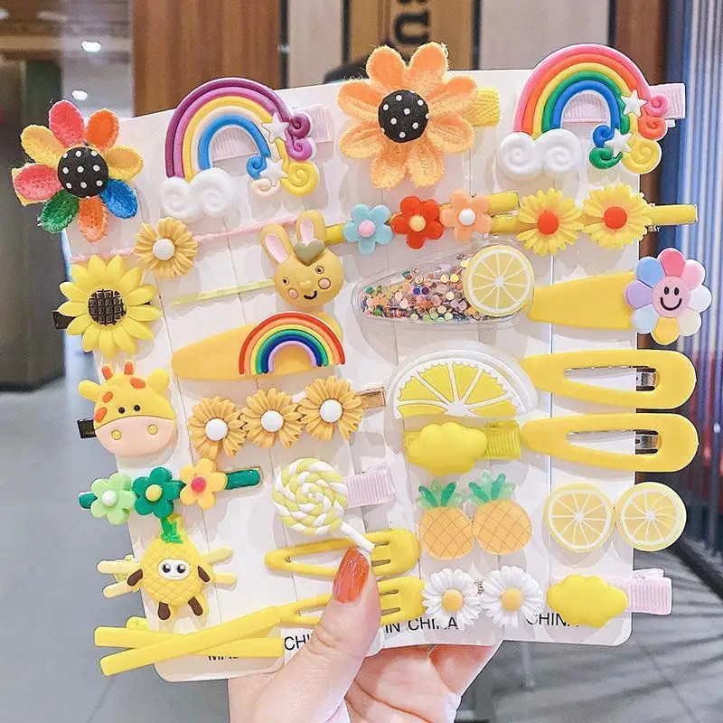 Cartoon Hair Clips Cute Girl Cloud Lollipop Rainbow Hairpins Set  Kids Hair Accessories