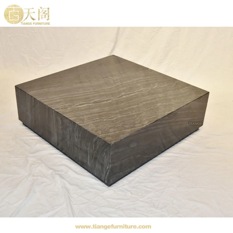 Футуристический низкий квадратный кофейный столик из черного мрамора кубика Каррара