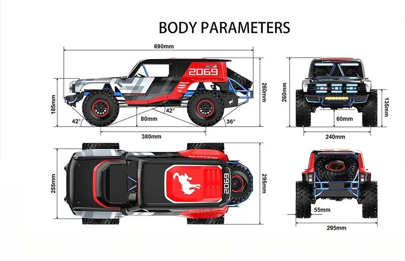 MJX H8P 1/8スケール ブロンコR ライセンス取得済み 4WD RCロック