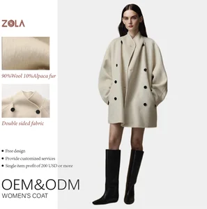 Customized Winter Woolen Alpaca Fur Casual Coat for Women ODM Double Breasted Warm with Button Pockets and Customized Color